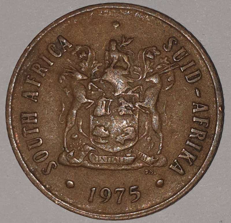 1975 - 2 CENT COIN (TWO CENT COIN) - RSA - BRONZE - KM#83 - BILINGUAL LEGEND - WILDEBEEST